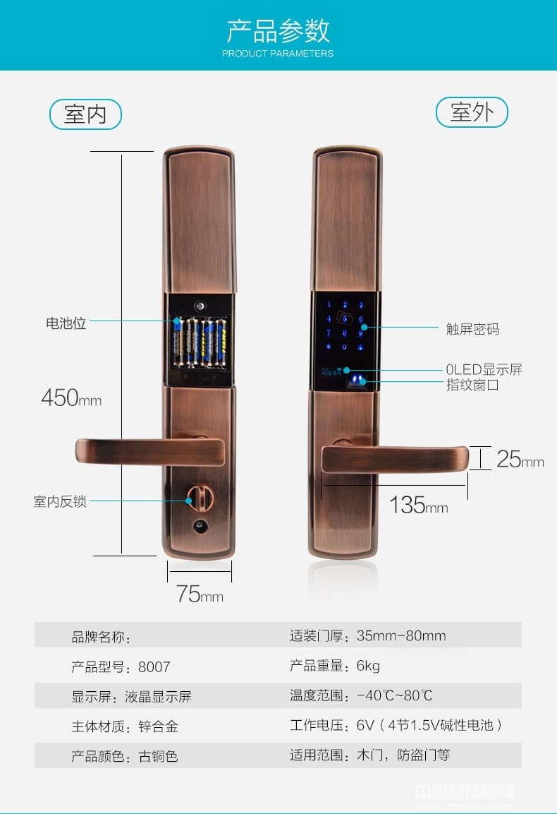 鑫國鑫智能鎖 三防四合一指紋密碼鎖 滑蓋智能門鎖