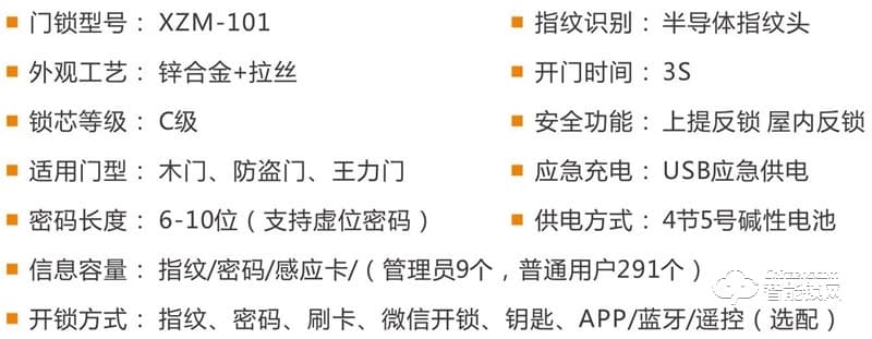 喜智門智能鎖 XZM-101半導(dǎo)體指紋密碼鎖