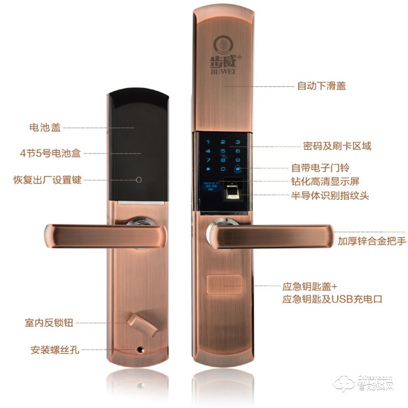 步威智能鎖 V5經(jīng)典自動(dòng)下滑蓋智能門鎖