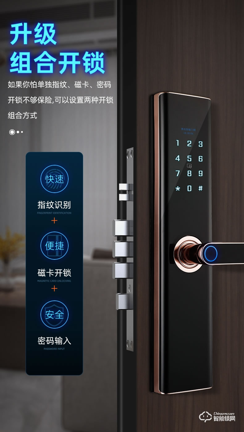 奧珀智能鎖 AP-ZB701全自動(dòng)指紋鎖防盜門磁卡門鎖