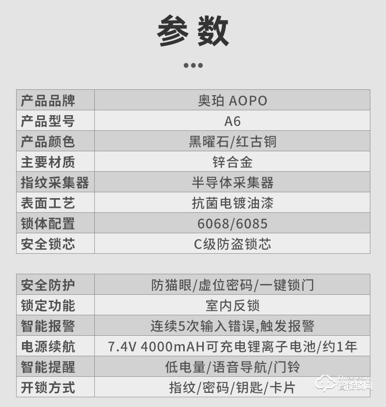 奧珀智能鎖 A6全自動(dòng)指紋鎖防盜門鎖